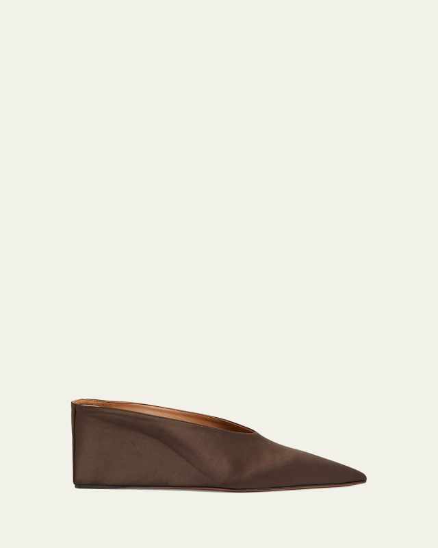 Satin Wedge Mules